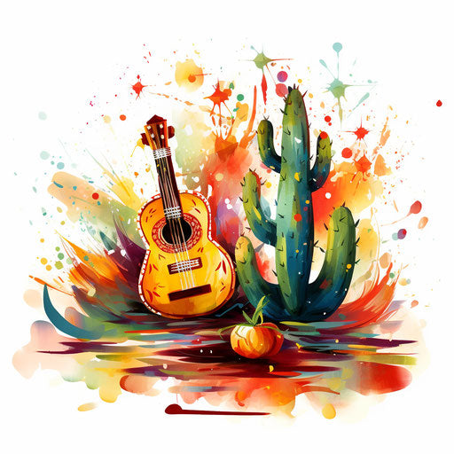Cinco de Mayo clipart in Impressionistic Art style, on a white background