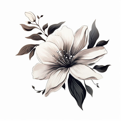 Simple flower clipart in the style of Chiaroscuro Art, on a white background