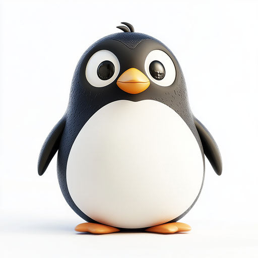 3D penguin in photo realistic style on flat white background