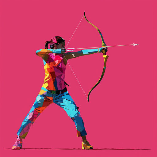 Detailed archery clipart on bright magenta background