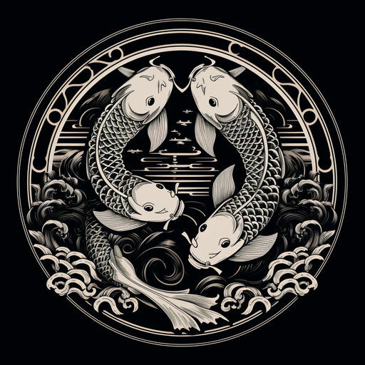 Two karate koi fish in a yin symbol