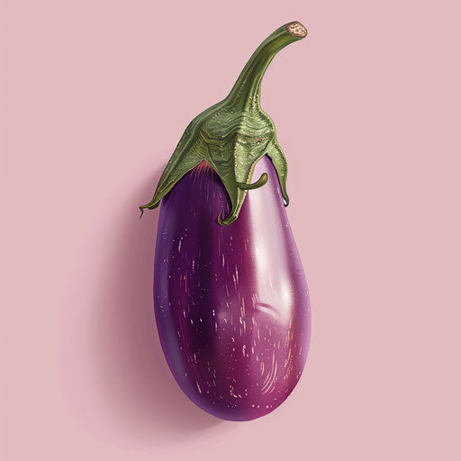 Realistic eggplant on dusky rose background