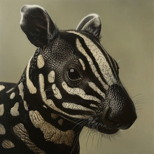 Tapir portrait with detailed fur and intense gaze