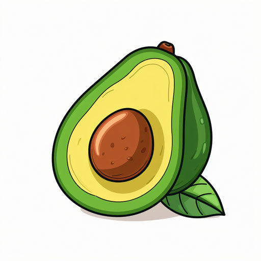 Avocado clipart in Minimalist style, on white background