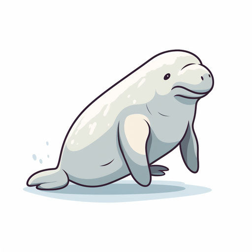 Minimalist-style manatee clipart on a white background