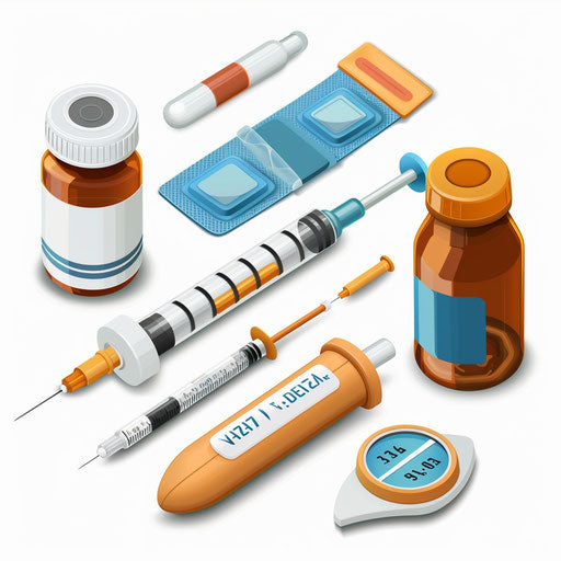 Diabetes clipart in photo realistic style with flat white background