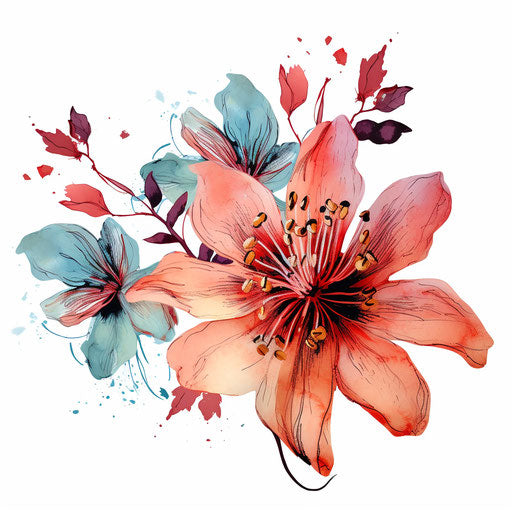 Flower outline clipart in Oil painting style