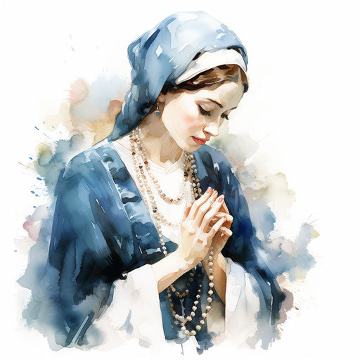 Rosary clipart in the style of Impressionistic Art, on white background
