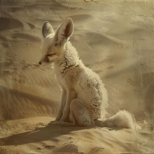 Fennec fox in an ethereal sepia desert scene