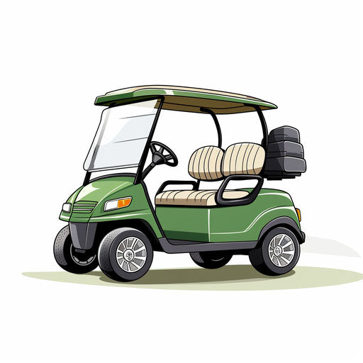 Minimalist golf cart clip art on white background