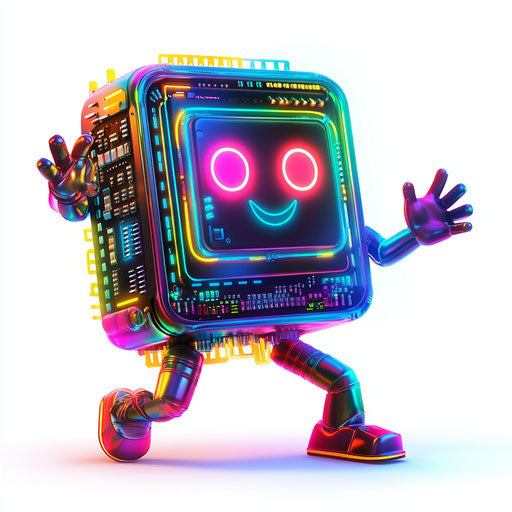 Humorous caricature of a CPU with human characteristics