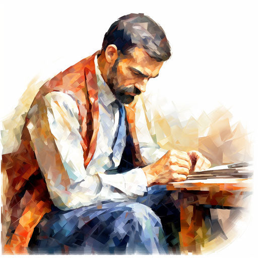 Study clipart in the style of Impressionistic Art, on white background