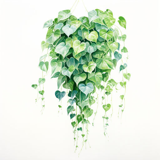 Watercolor painting of a hanging ivy plant