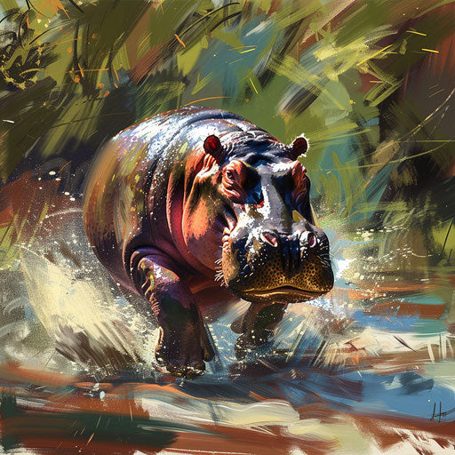 Energetic hippo sprint showcasing surprising speed