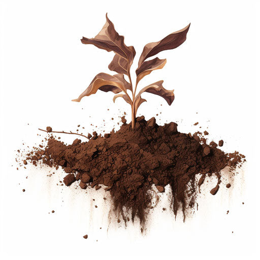 Illustration of soil in the style of Oil painting, on a white background