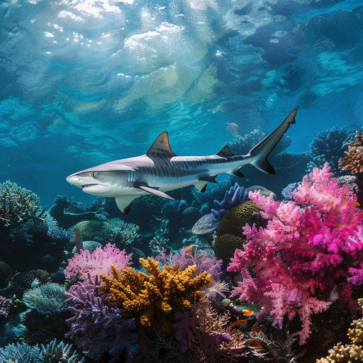 White requiem over colorful coral garden