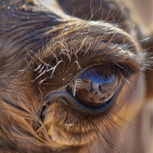 Intricate camel eyelashes shield from desert sand