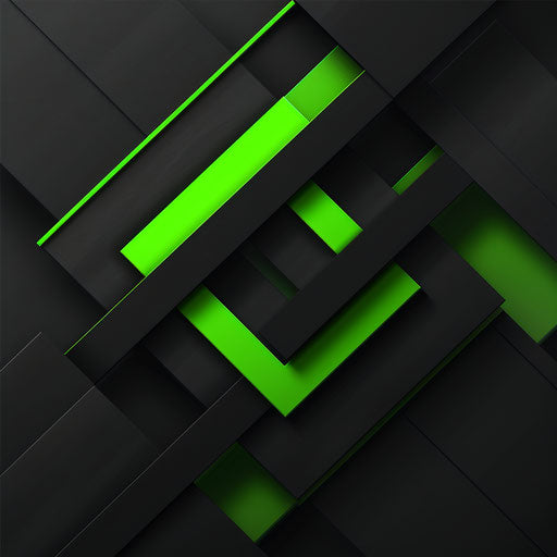 Modern logo in black and neon green with a bold background
