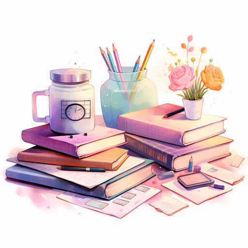 Illustration of homework in the style of Pastel Colors Art