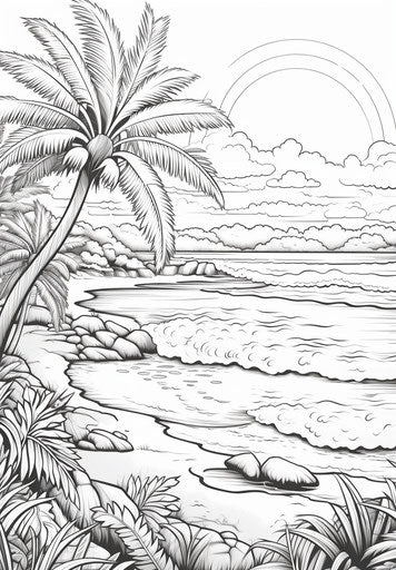 Sunset beach, exotic landscapes with luminous shadowing 23:33