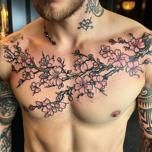 Japanese cherry blossom tattoo with gothic elements