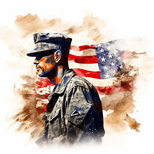 Veterans Day clipart in the style of Impressionistic Art, on a white background
