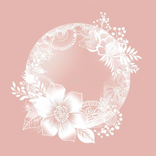 Fashion logo with delicate lace design and soft pink background
