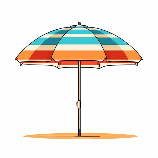 Beach umbrella clipart in Minimalist style, on white background