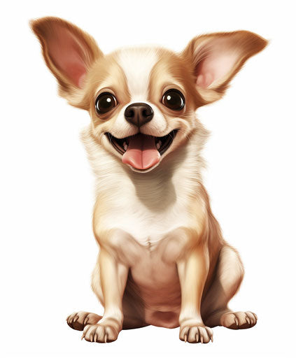 Cute chihuahua dog sitting at home on white background with tongue out