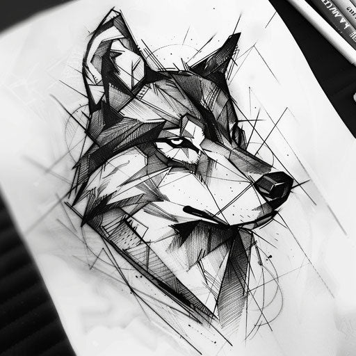 Minimalist sketch of a geometric wolf