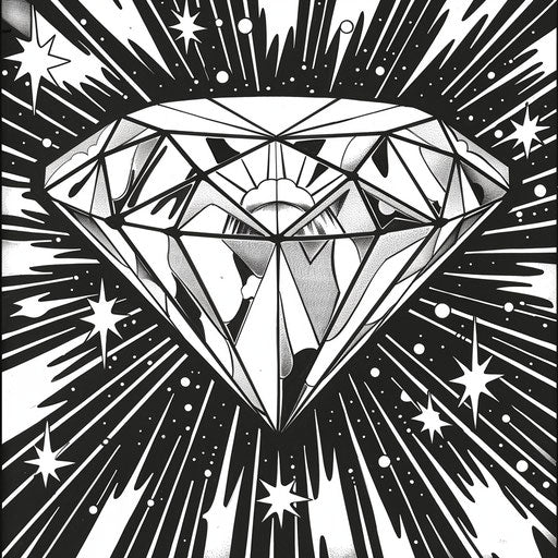 Diamond in starry space, Jen Bartel style, coloring book