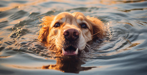 A golden retriever enjoying the water