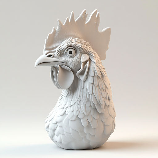 3D hen on flat white background
