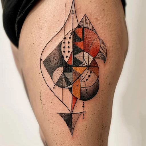 Modern abstract interpretation of a queen of spades tattoo