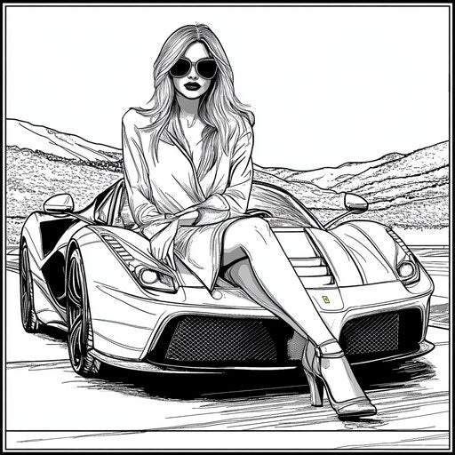 Ferrari in a fashion shoot, elegant and stylish