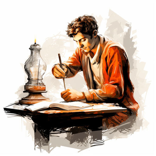 Learning clipart in the style of Chiaroscuro Art on white background