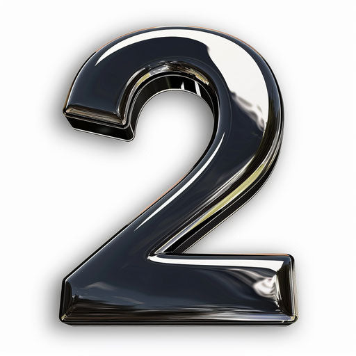 Number 2 clipart with random flat background and glossy finish