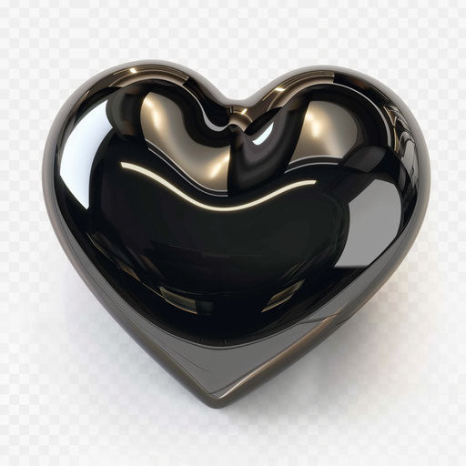 Black heart enamel installation, text and emoji