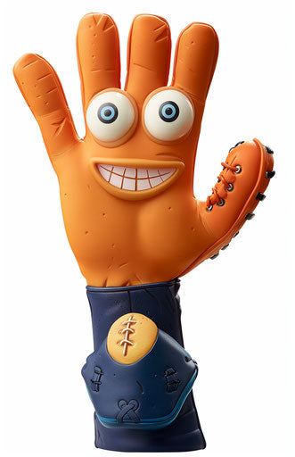 Cartoon hand with baseball glove on white background