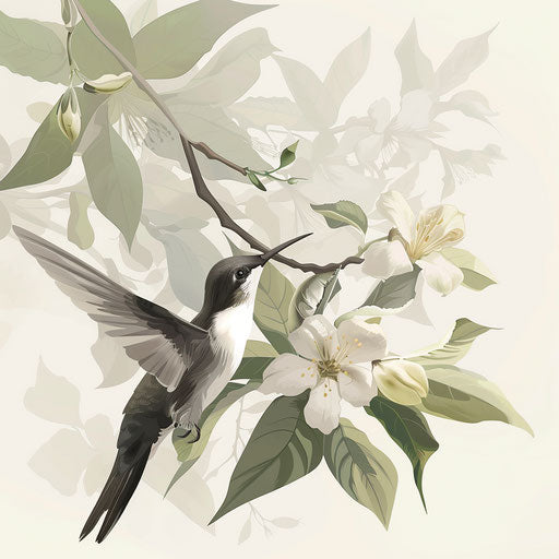Realistic jasmine clipart with detailed wings on random flat background