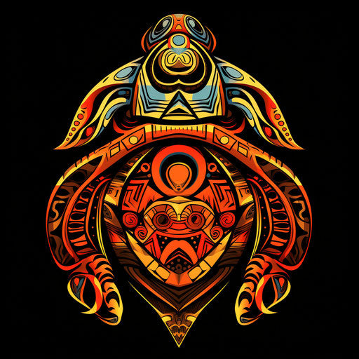 Tribal turtle clip art design, in the style of timeless mythology, graphical