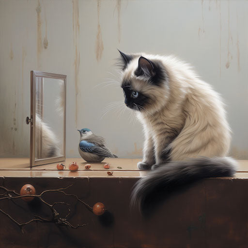 Burmese cat watching a mouse