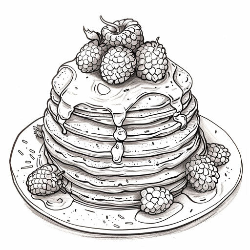 Adorable pancake stack, in the style of Teagan White, coloring book page