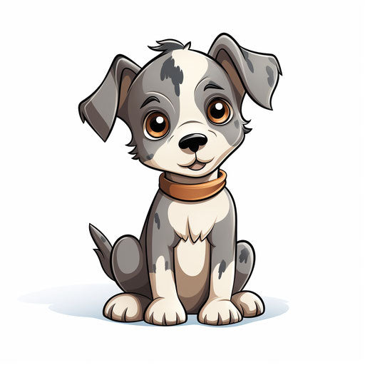 Cartoon dog in Minimalist style on white background