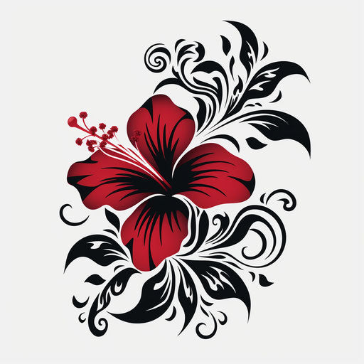Flower tattoo with Tahitian pattern