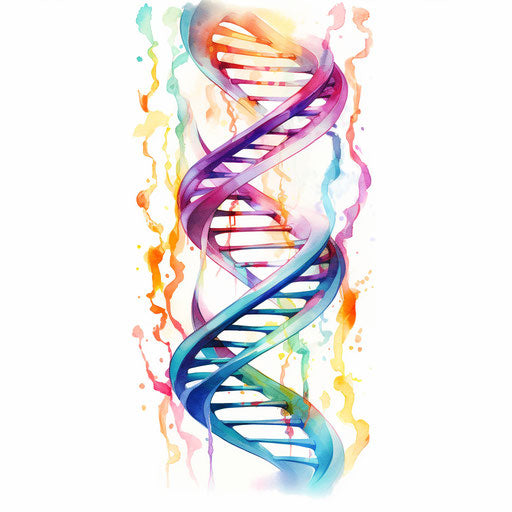 DNA Clipart in Oil Painting Style, White Background