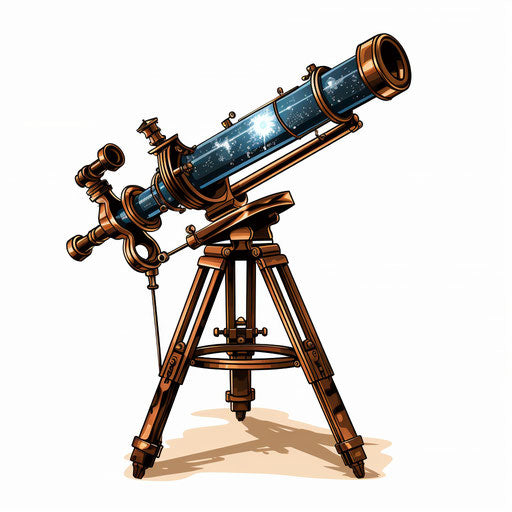 Telescope in Chiaroscuro Art style on white background
