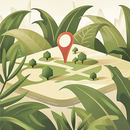 Location clipart with flat olive background, soft gradients