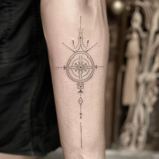 Contemporary tattoo sketch of a Kalinga motif with a minimalist aesthetic and bold outlines