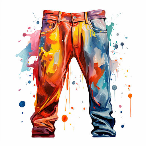 Pants illustration in the style of oil painting, on white background